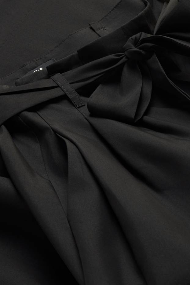 Damen - Stoffhose - High Waist - Wide Leg - schwarz