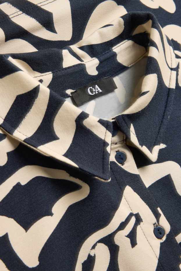 Femmes - Blouse-chemise - à fleurs - bleu  / crème