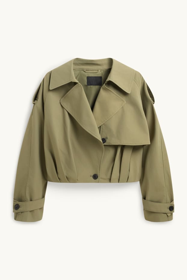 Damen - Crop Trenchcoat - grün