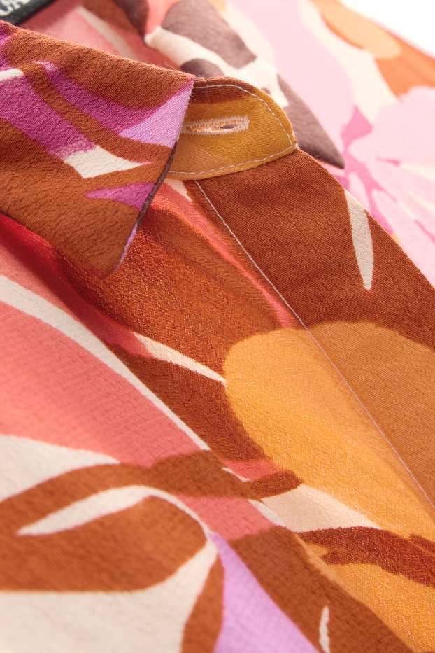 Donna - Camicetta - fantasia - tessuto tramato - rosa / arancione