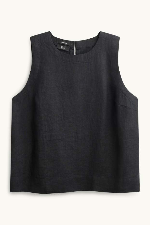 Damen - Leinen-Bluse - schwarz