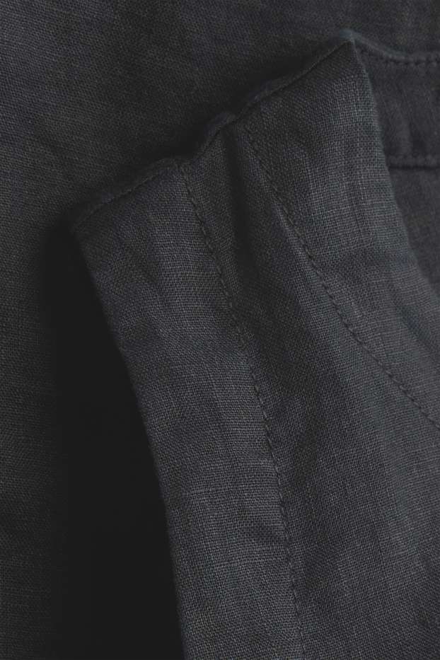 Damen - Leinen-Bluse - schwarz