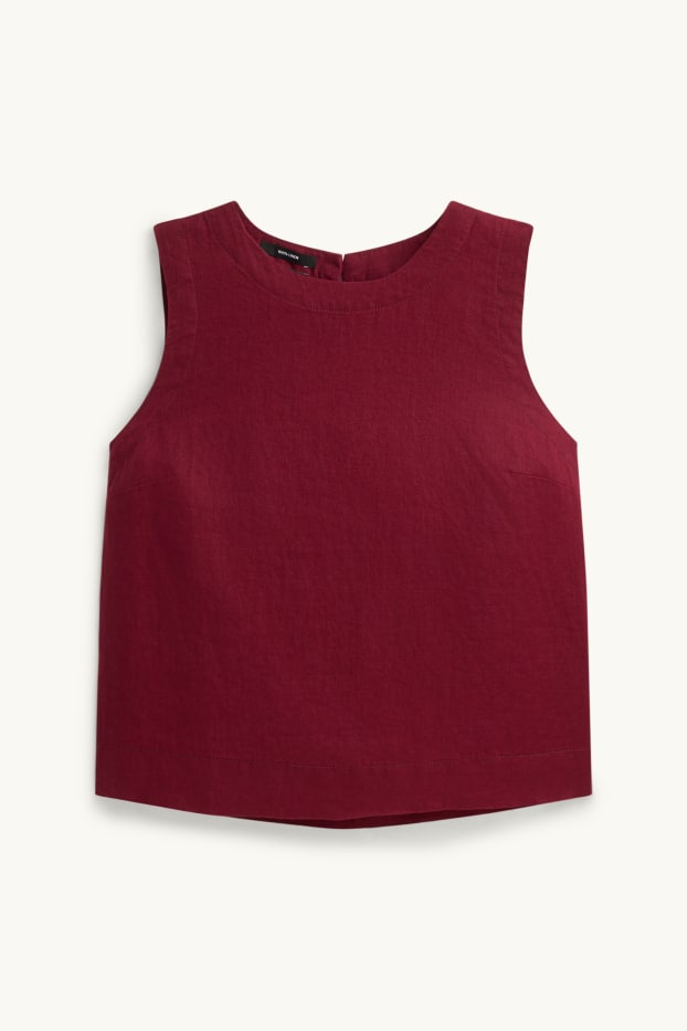 Dames - Linnen blouse - donkerrood