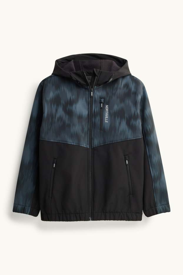 Enfants garçons - Veste à coquille souple avec capuche - imperméable - noir