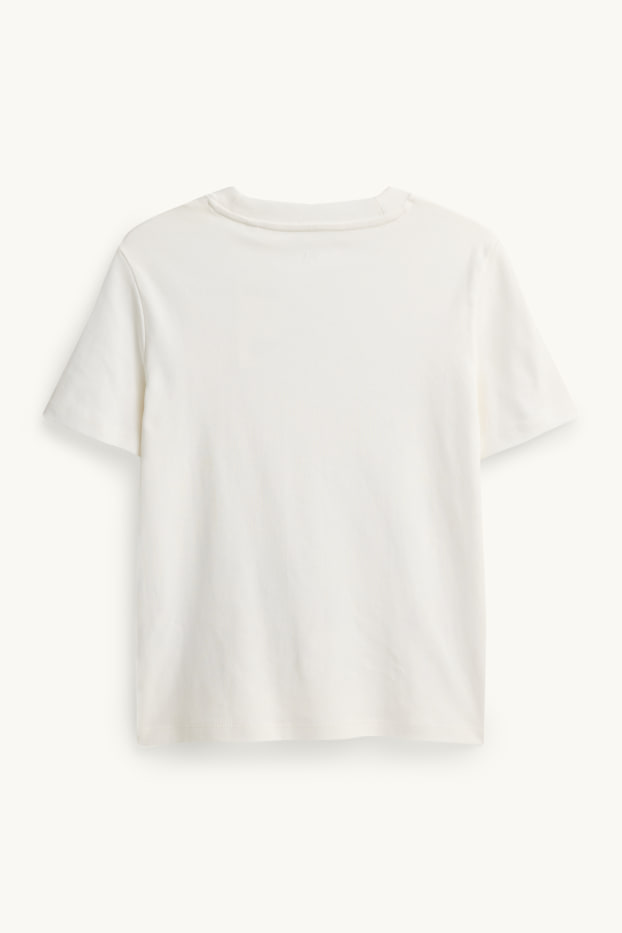 Dona - Samarreta de màniga curta - regular fit - de flors - blanc