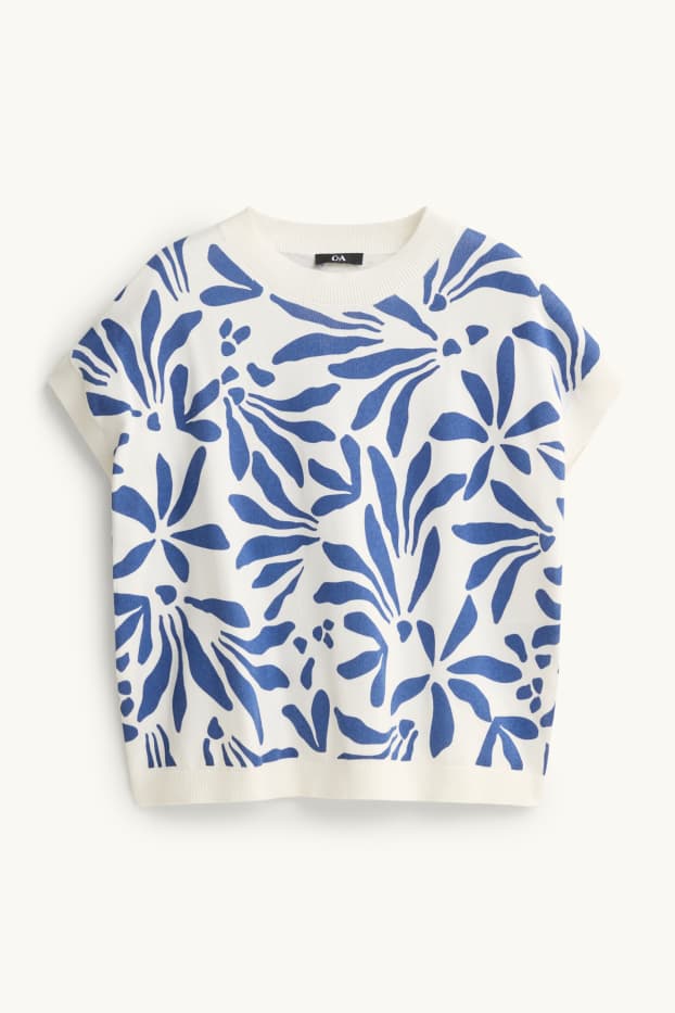 Damen - Sweatshirt - geblümt  - weiß