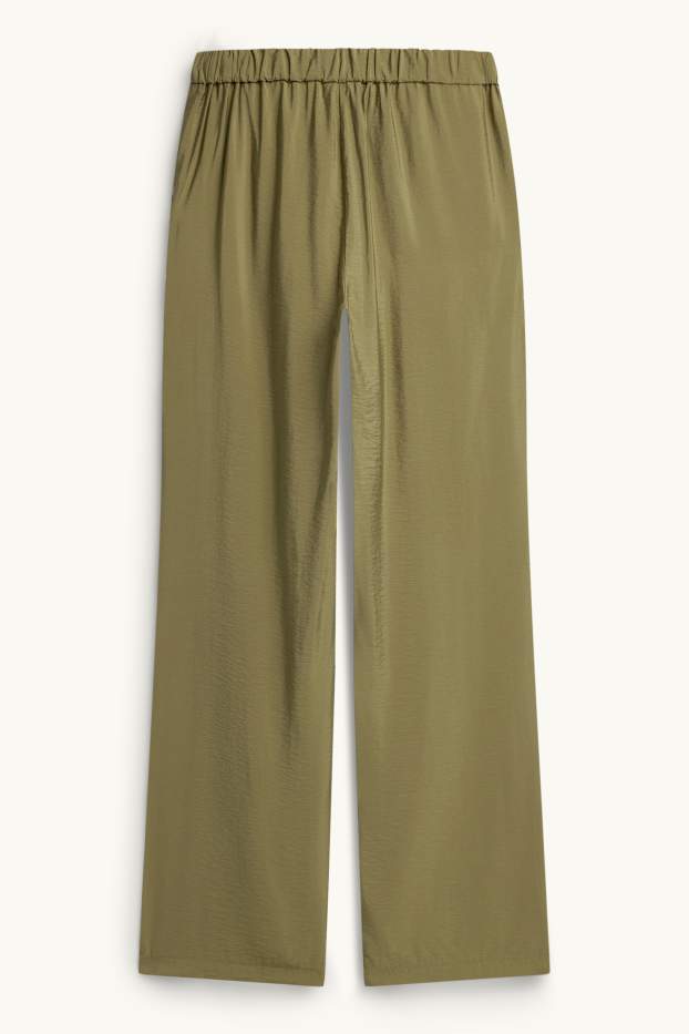 Dames - Pantalon - high waist - wide leg - kaki