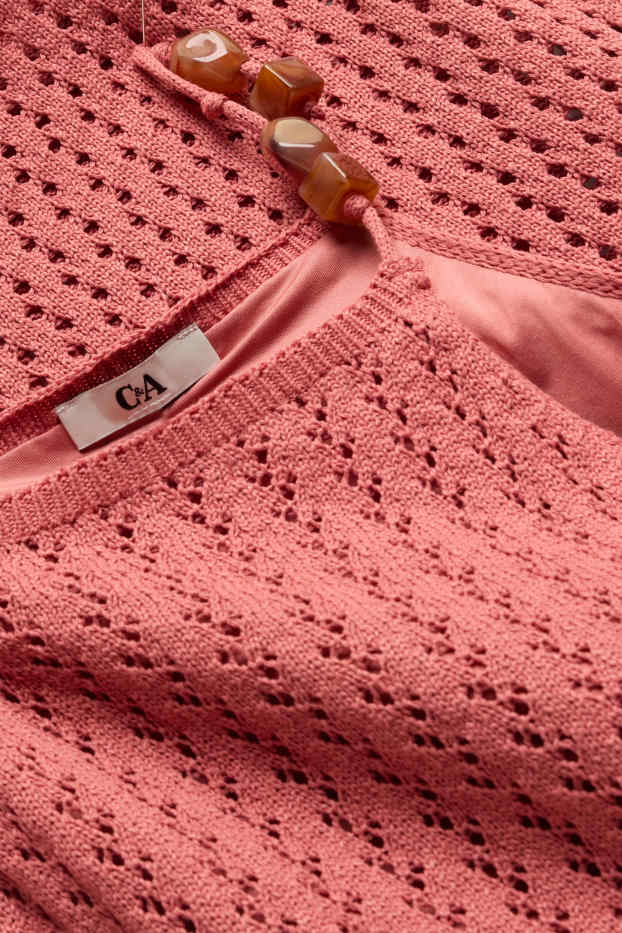 Dames - Jurk met gebreid patroon - terracotta