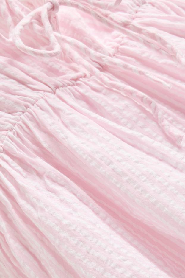 Damen - Blusentop - getreift - rosa