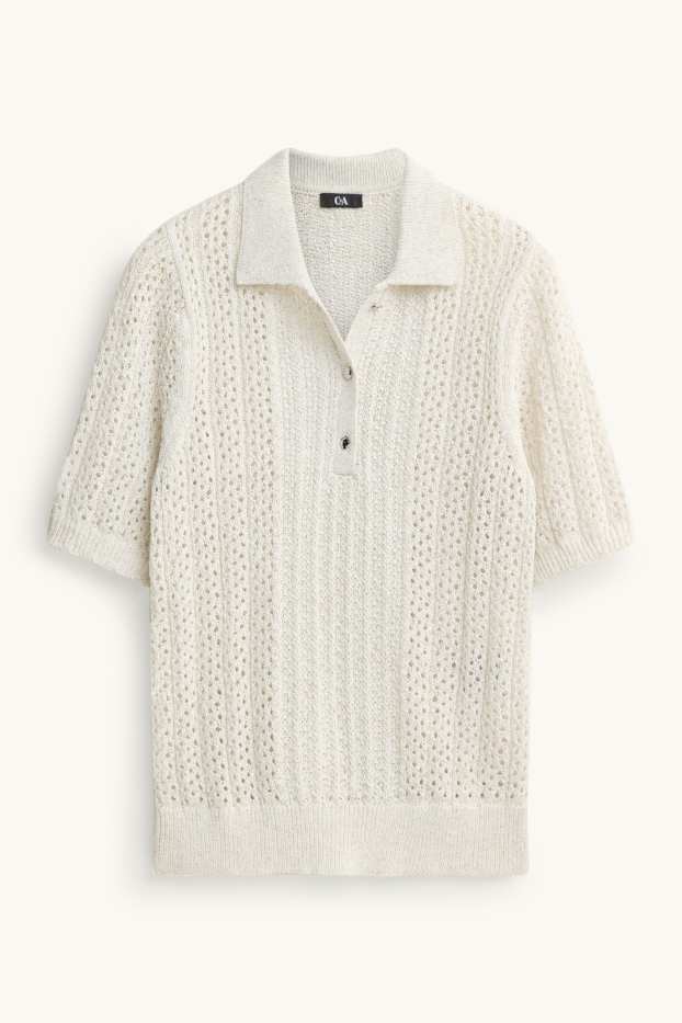 Femmes - Pull en crochet - crème