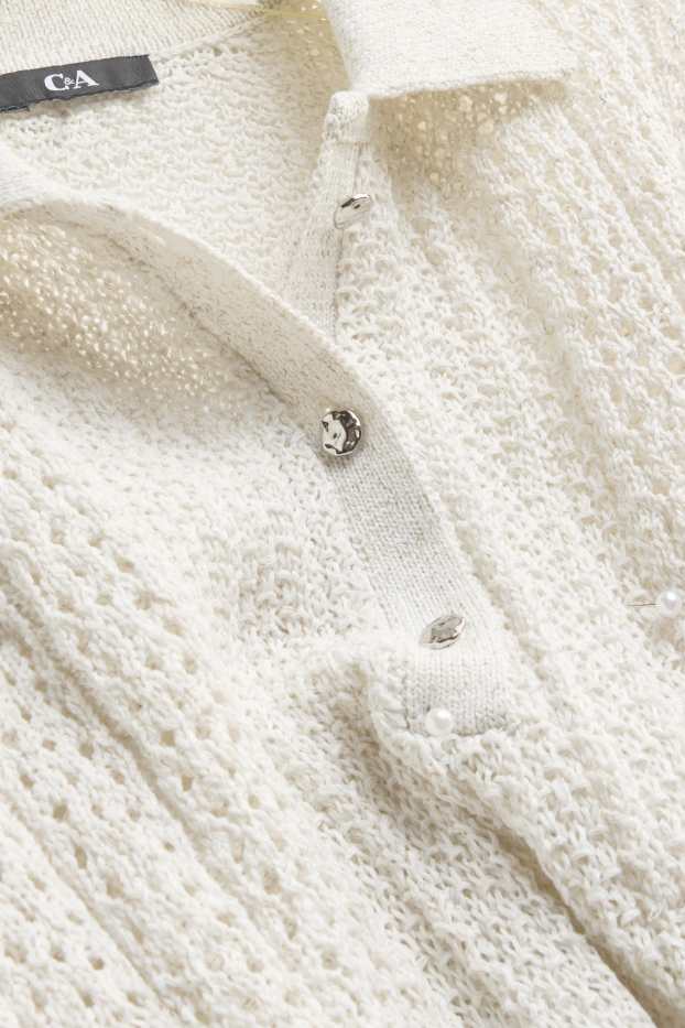Femmes - Pull en crochet - crème