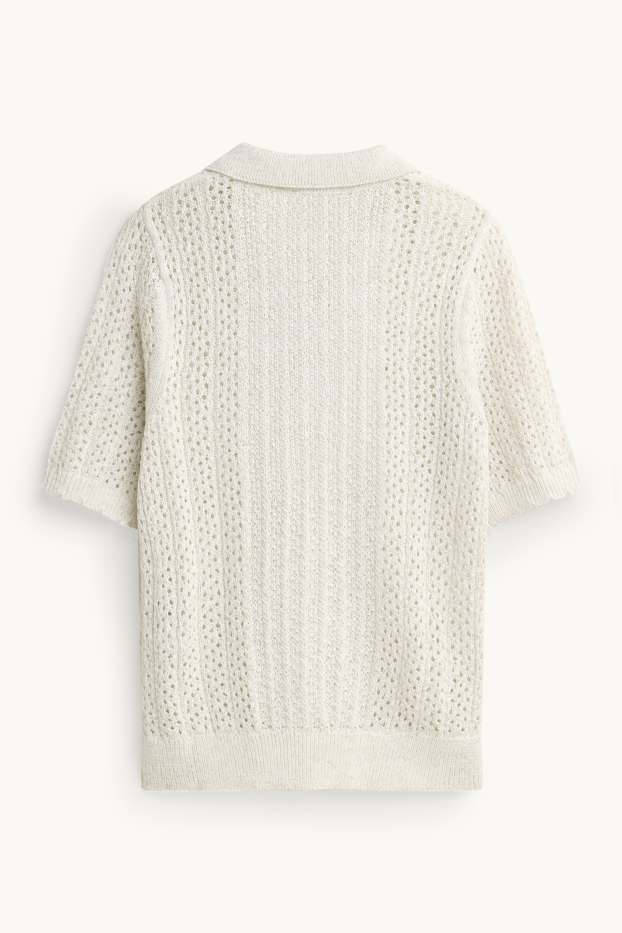 Femmes - Pull en crochet - crème