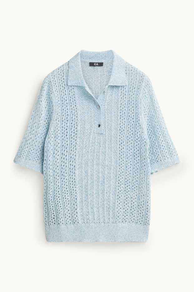 Damen - Crochet-Pullover - hellblau