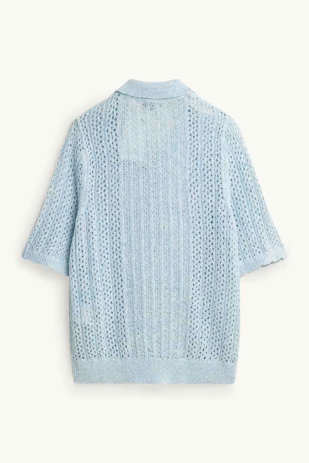Damen - Crochet-Pullover - hellblau