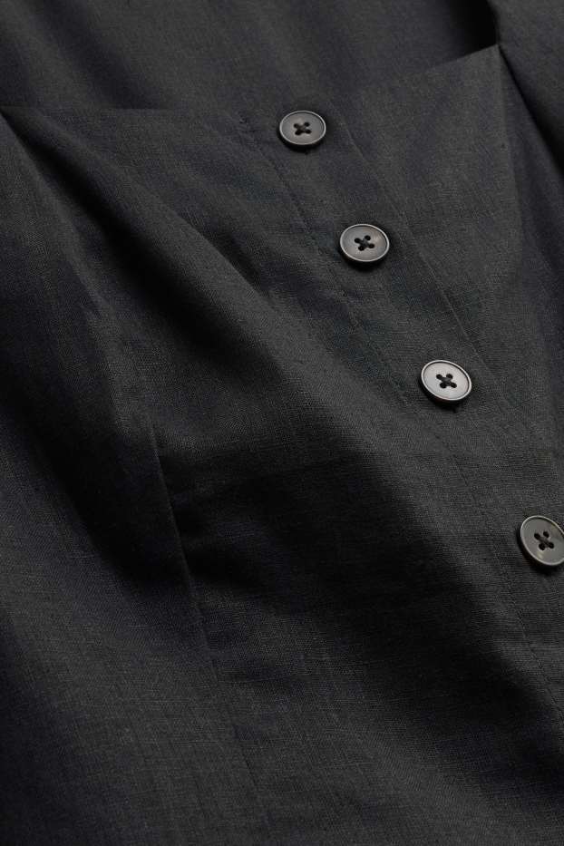 Damen - Weste mit Leinen-Anteil - tailliert - schwarz