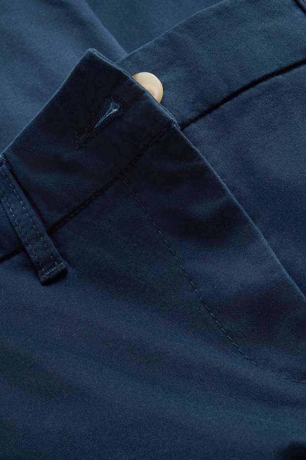 Dámské - Plátěné kalhoty - mid waist - tapered fit - tmavomodrá