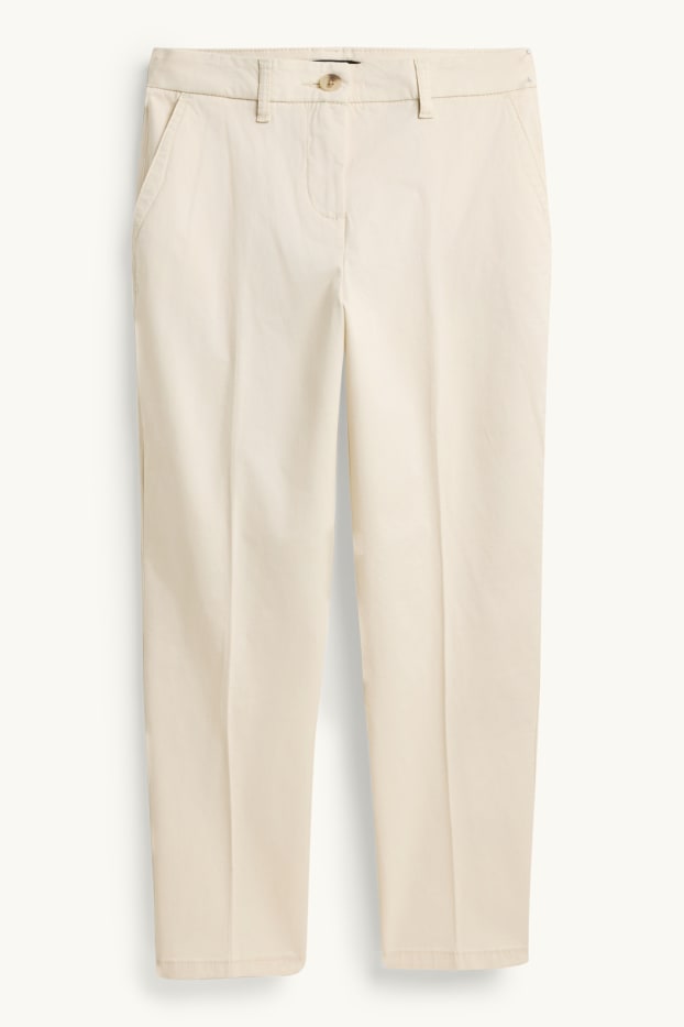 Dámské - Plátěné kalhoty - mid waist - tapered fit - bílá