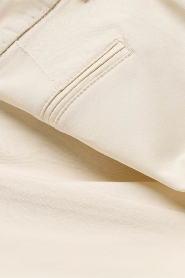 Dámské - Plátěné kalhoty - mid waist - tapered fit - bílá