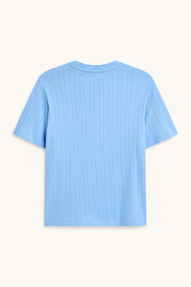 Damen - T-Shirt - Regular Fit - gerippt - blau