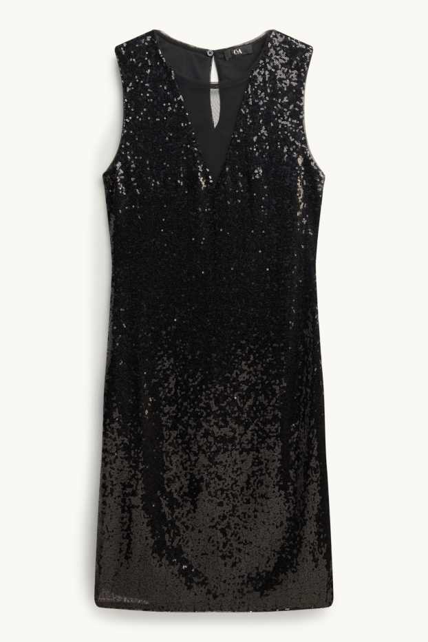 Damen - Figurbetontes Pailletten-Kleid - schwarz