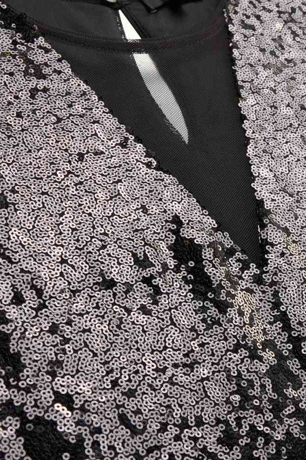 Damen - Figurbetontes Pailletten-Kleid - schwarz