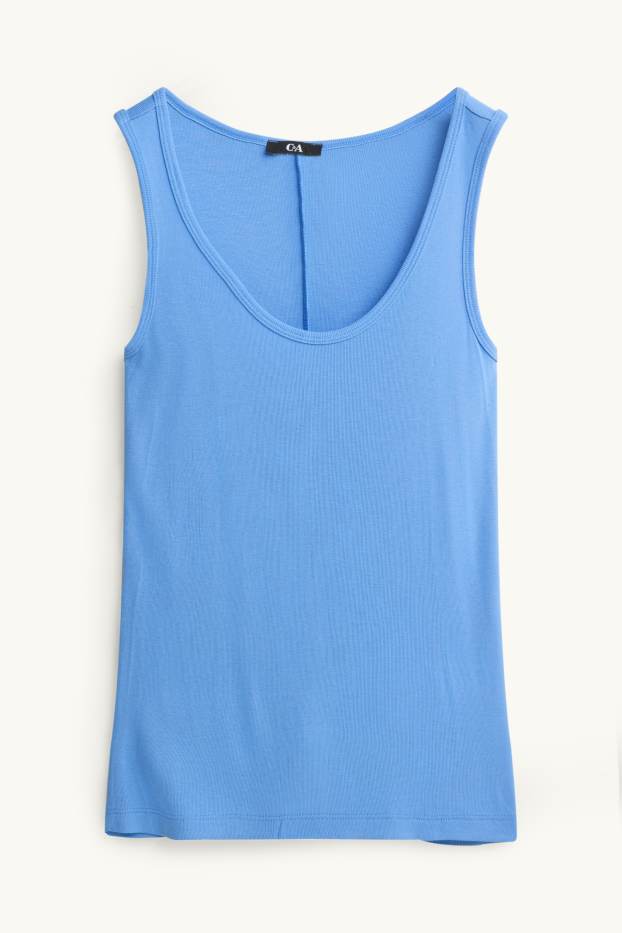 Damen - Top - gerippt - blau