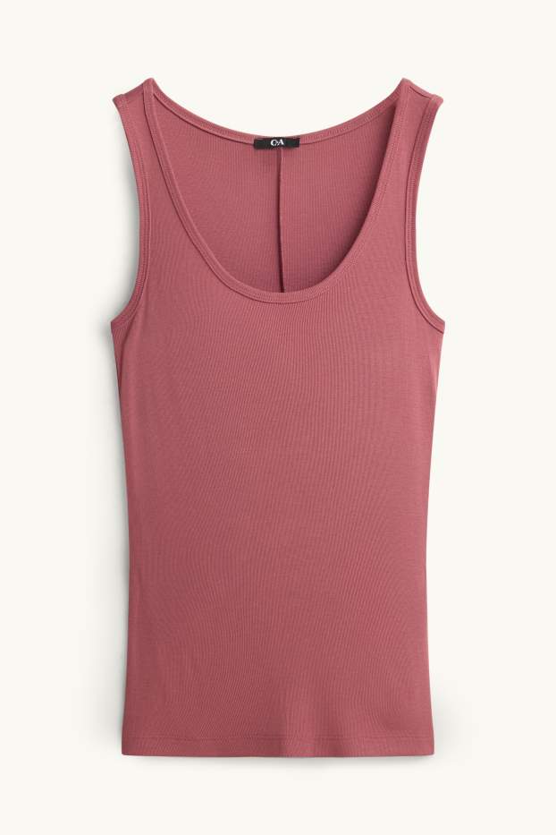 Dames - Top - geribd - rood