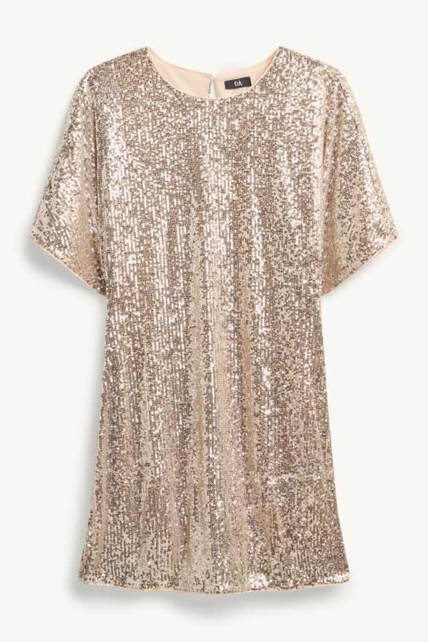 Dames - Jurk van pailletten - crèmekleurig