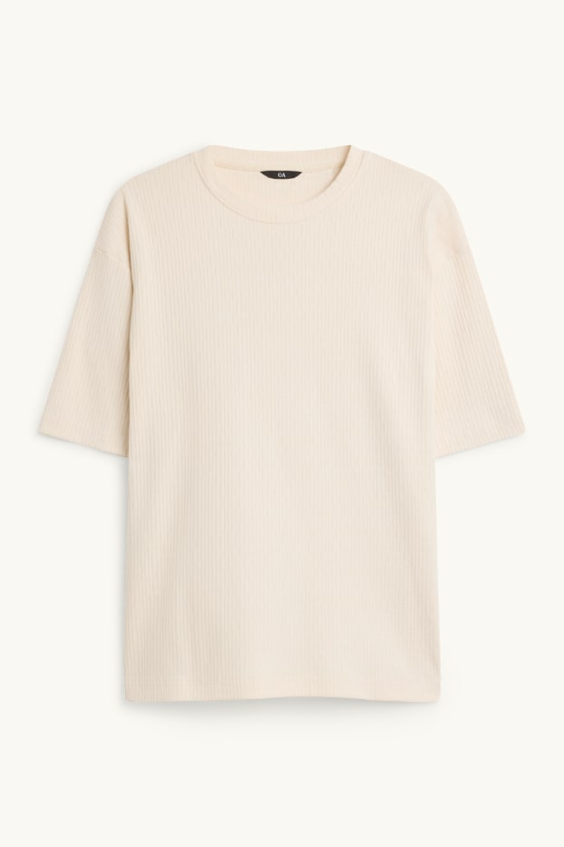 Hommes - T-shirt - regular fit - finition côtelée - blanc