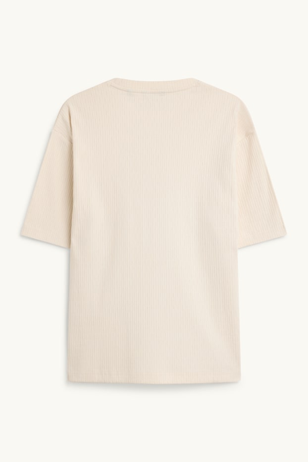 Hommes - T-shirt - regular fit - finition côtelée - blanc
