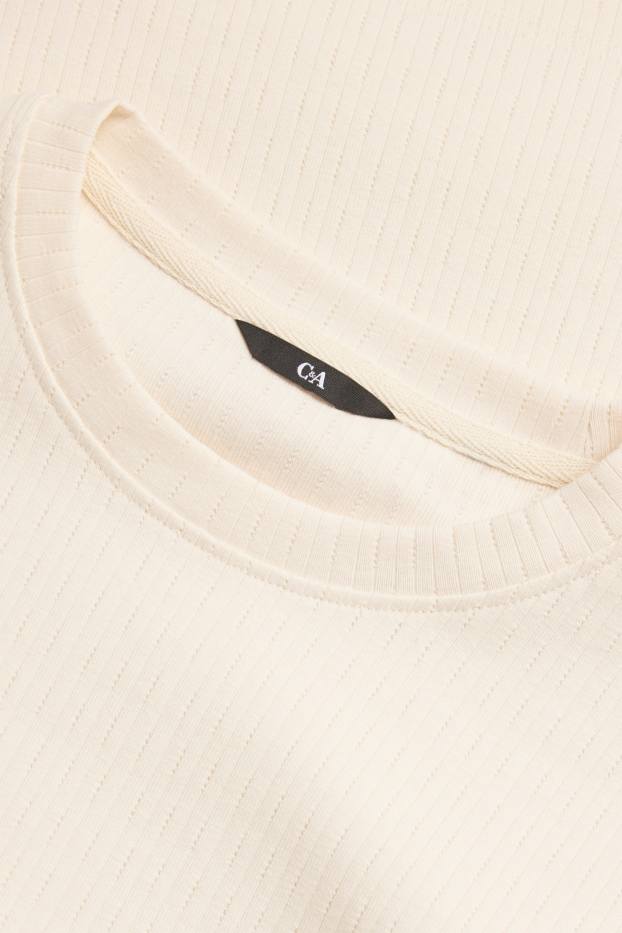 Hommes - T-shirt - regular fit - finition côtelée - blanc