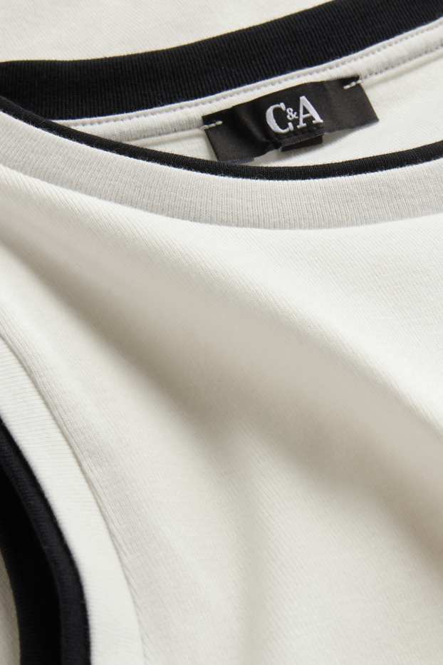 Femmes - Haut - look 2-en-1 - blanc