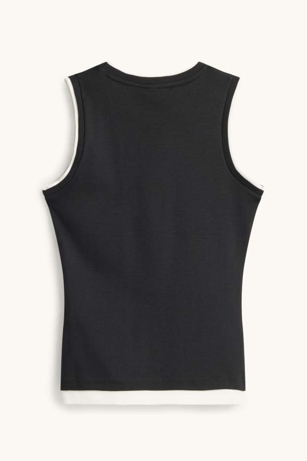 Dames - Top - 2-in-1-look - zwart