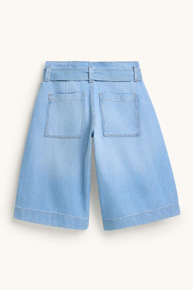 Donna - Shorts di jeans con cintura - vita media - jeans azzurro