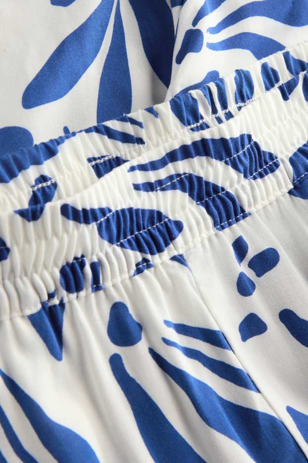 Damen - Shorts - High Waist - gemustert - weiss