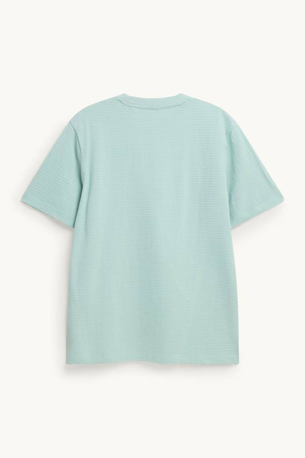 Herren - T-Shirt - Regular Fit - gerippt - helltürkis