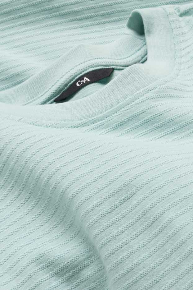 Herren - T-Shirt - Regular Fit - gerippt - helltürkis