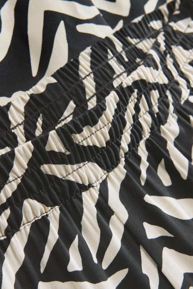 Damen - Shorts - High Waist - gemustert - schwarz