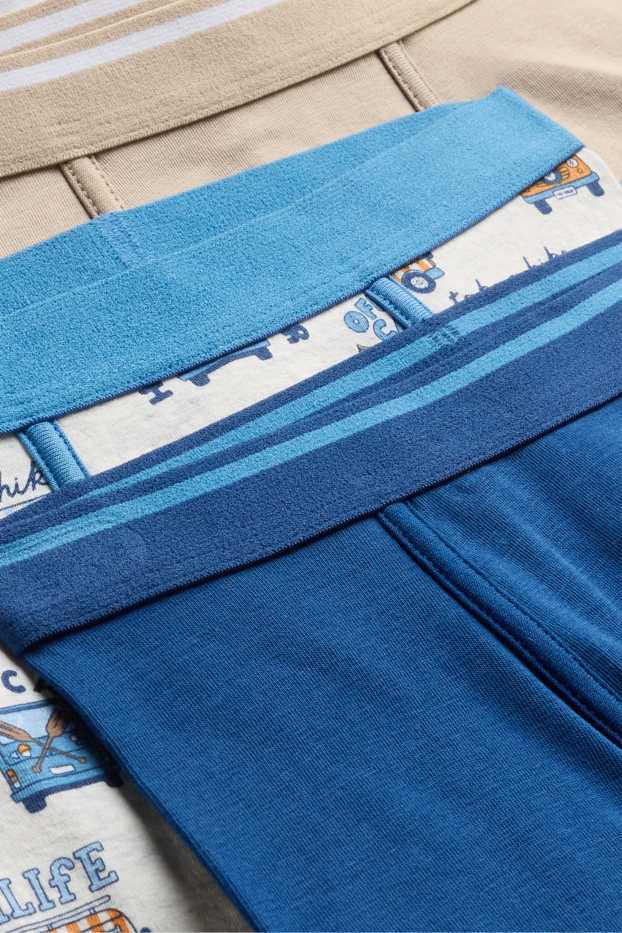 Kinder Buben - Multipack 3er - Auto - Boxershorts - blau