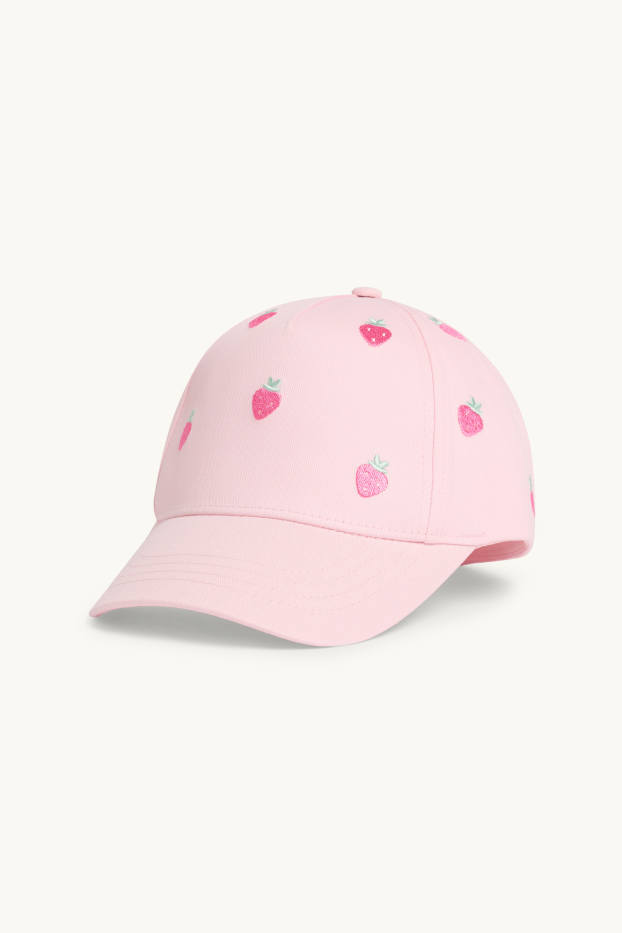 Enfants filles - Fraises - casquette de baseball - rose