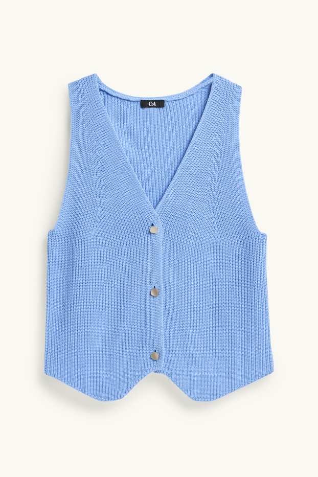 Damen - Strickweste - gerippt - blau