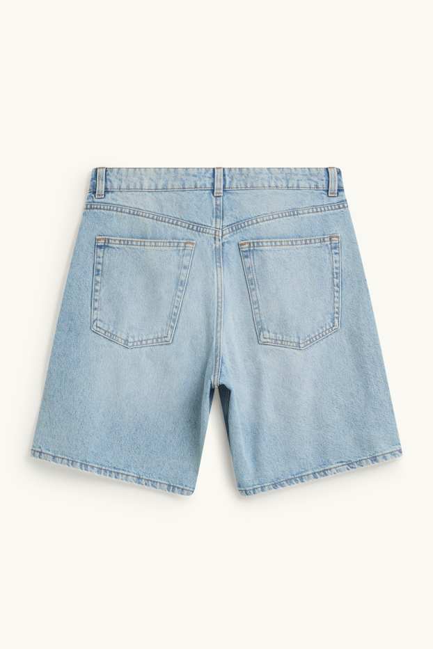 Damen - Jeans-Bermudas - Mid Waist - hellblau