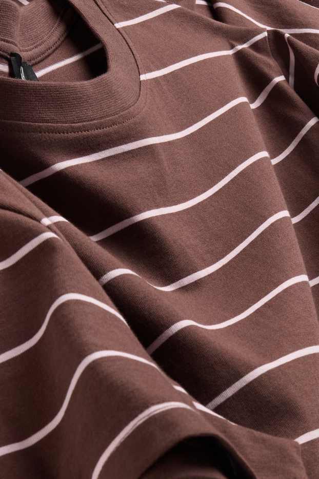 Dames - T-shirt-jurk - gestreept - bruin