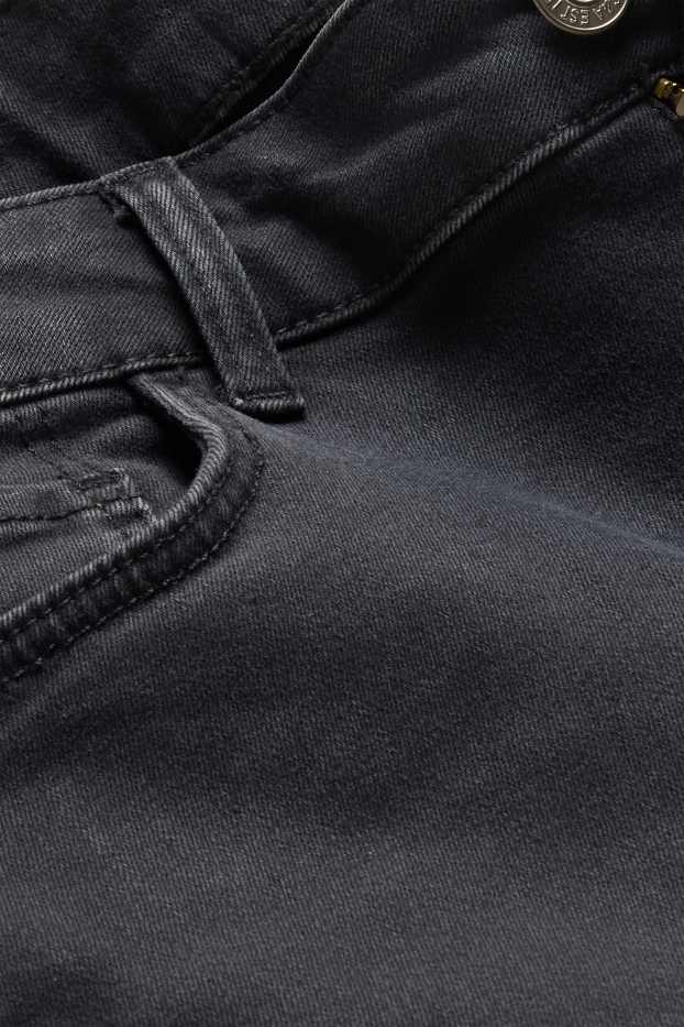 Dames - Korte spijkerbroek - mid waist - zwart