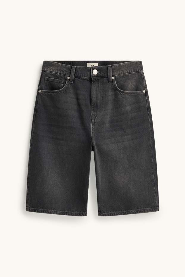 Men - Denim Bermuda shorts - black