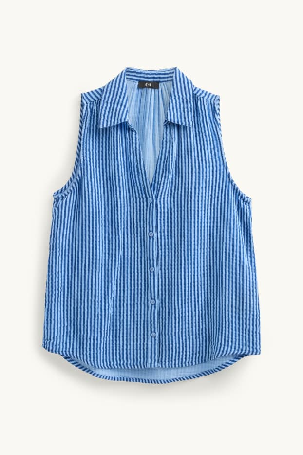 Mujer - Blusa sin mangas - de rayas - azul