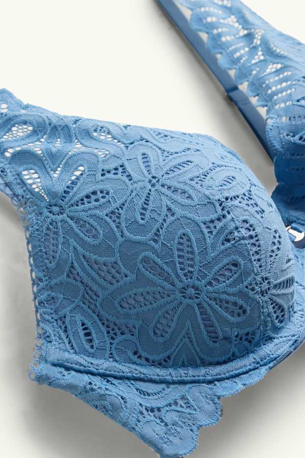 Donna - Reggiseno con ferretti - PLUNGE - imbottito - blu