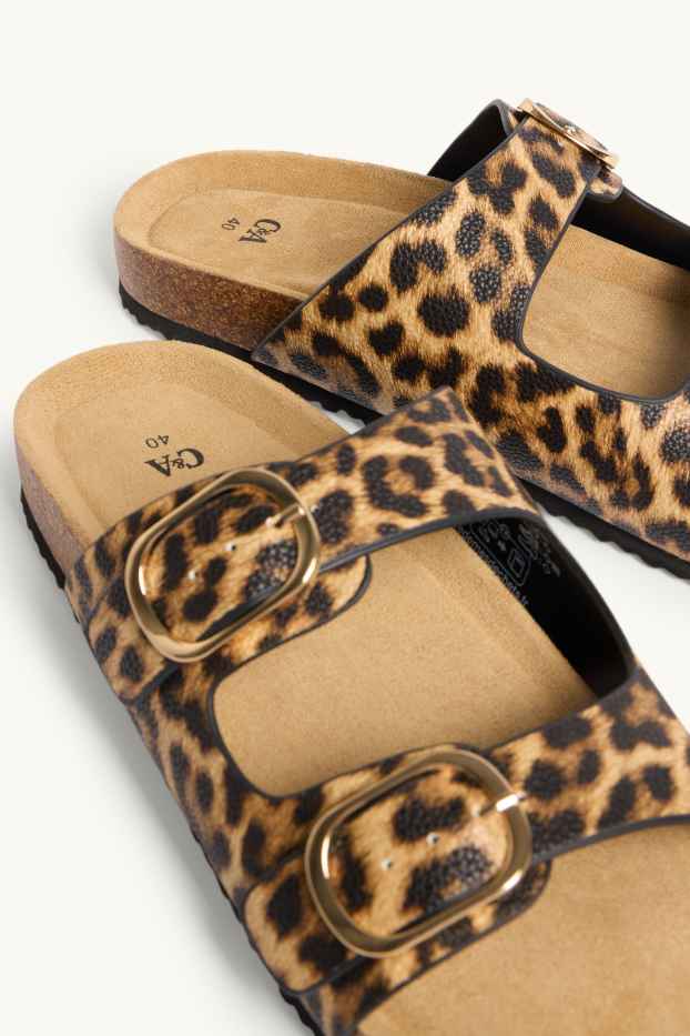 Femmes - Sandales - synthétique - imprimé léopard - marron