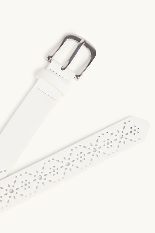 Damen - Gürtel - Lederimitat - weiß