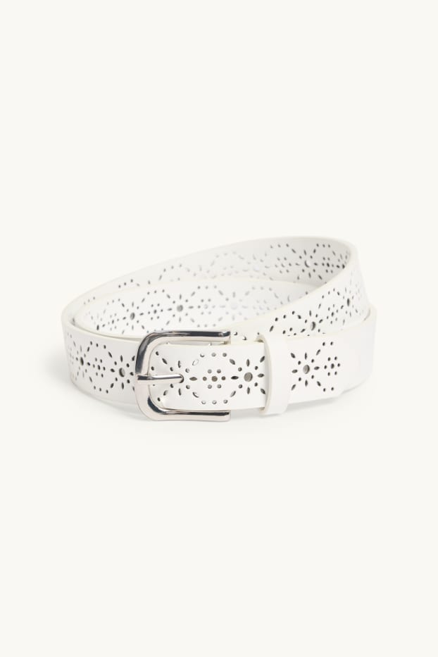 Damen - Gürtel - Lederimitat - weiß